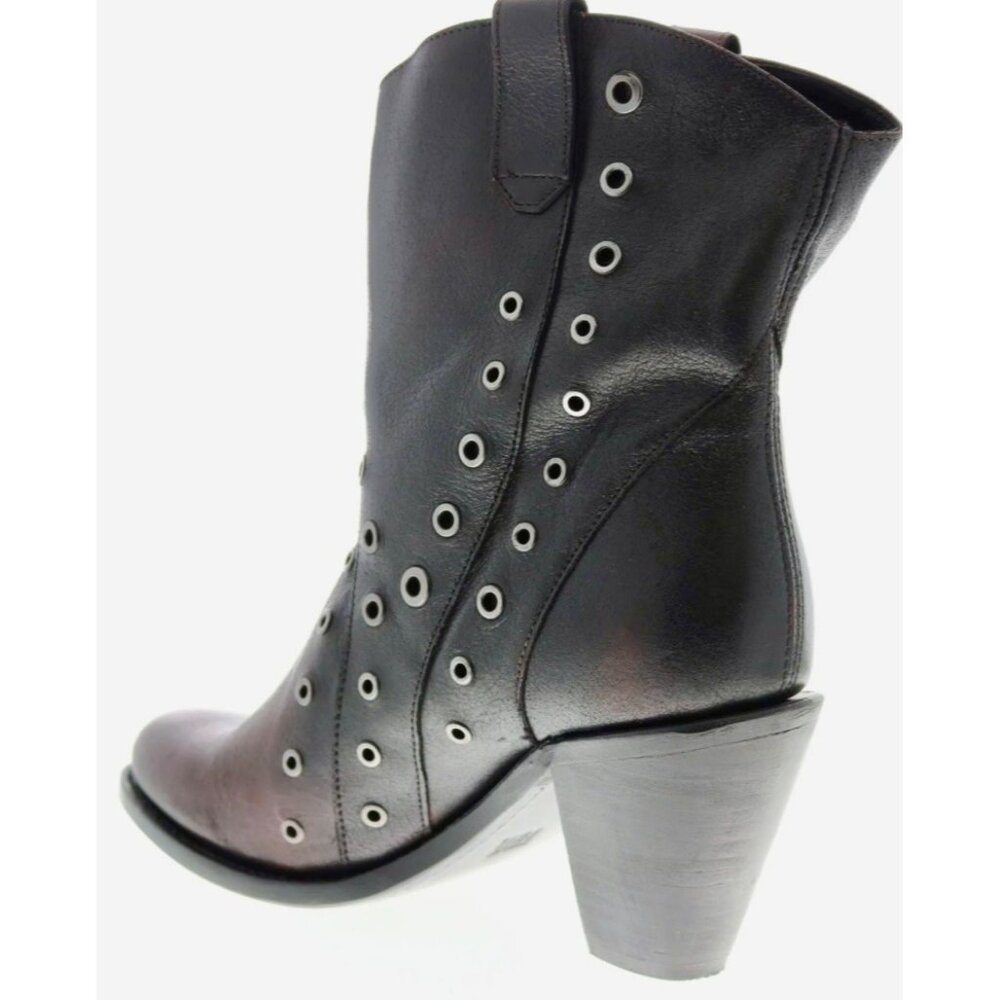 Frye Mustang Grommet Short Ankle Boots 7.5 Burgundy Ombre Leather Western Boots - Picture 7 of 14